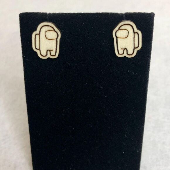 Among Us Wood Stud Earrings - Picture 1 of 3